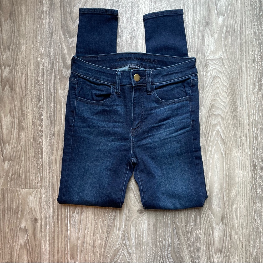 American Eagle Super Stretch Skinny Denim Jeans Dark Wash Size 4 Y2K